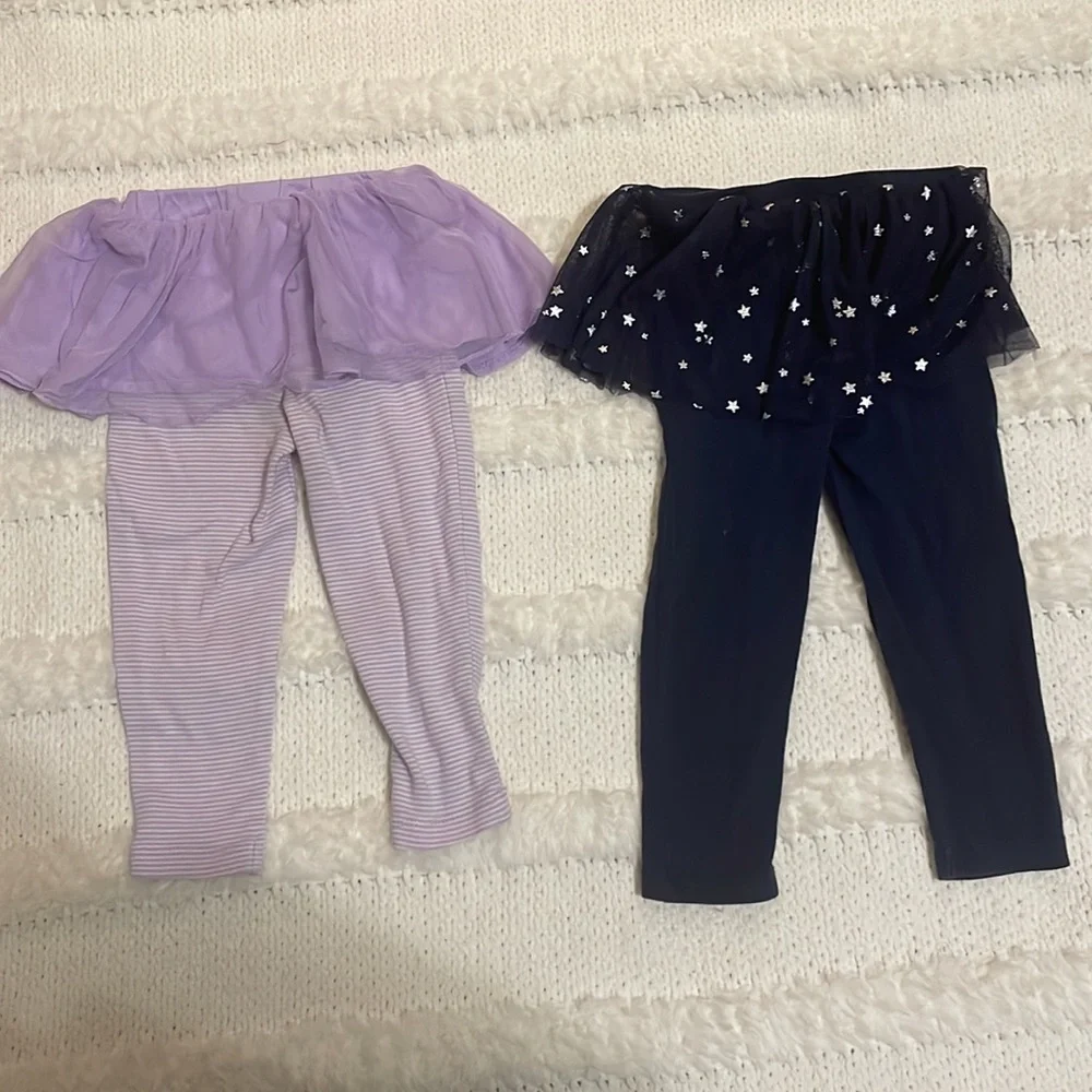 Carter’s tutu pants baby girl size 24M navy blue stars purple stripes bundle 2